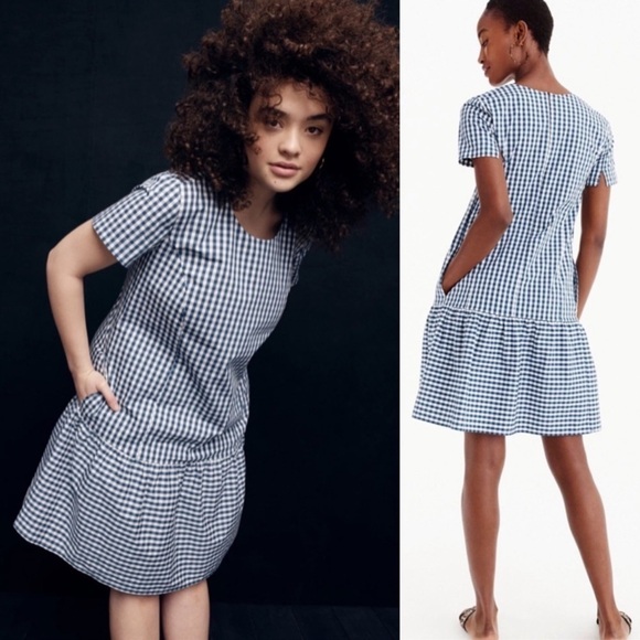NWT UNIVERSAL STANDARD x J CREW Gingham Drop Waist Dress, Size Small - Picture 1 of 13